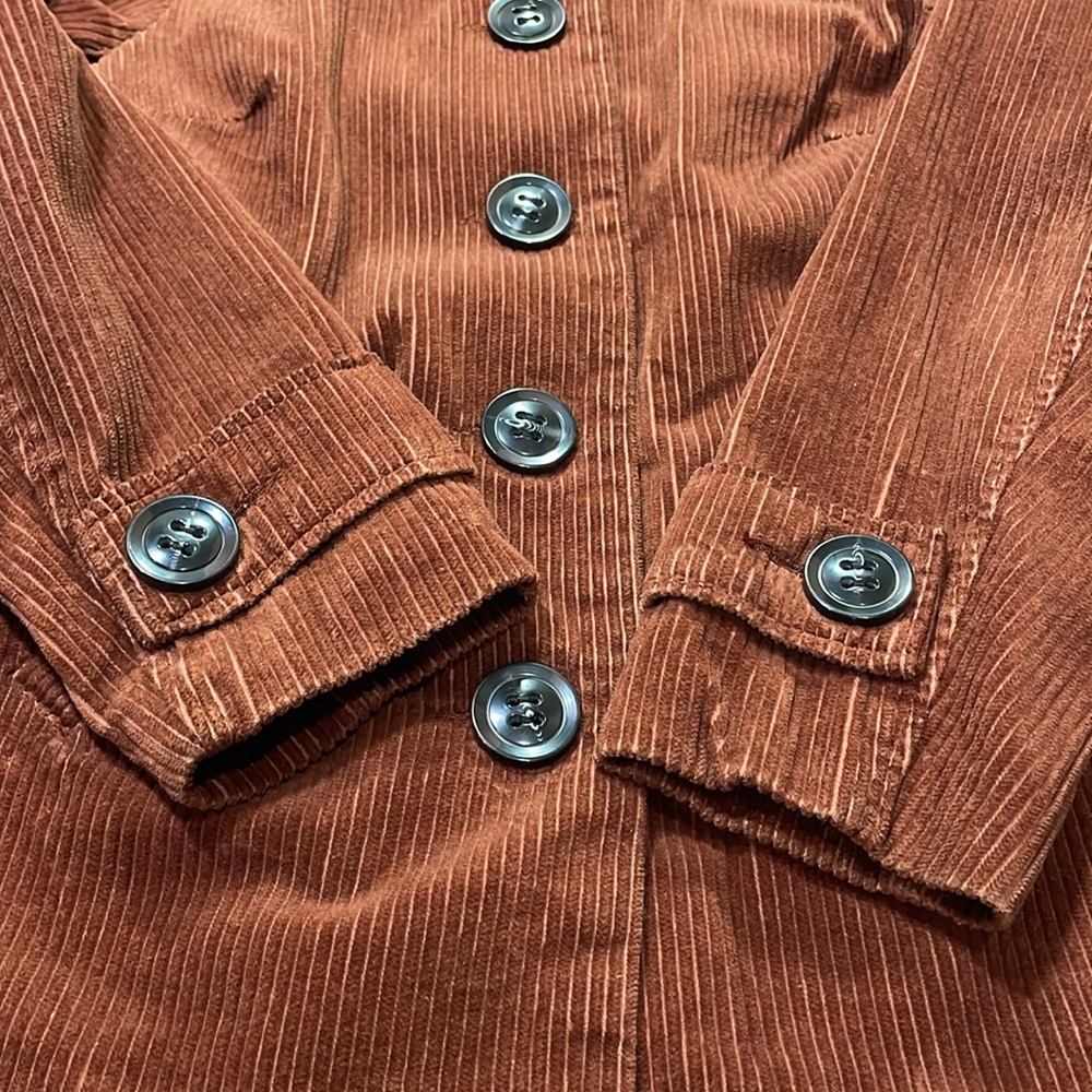 Rust/Brown Corduroy Large Button Swing Jacket Size Small - Picture 9 of 16